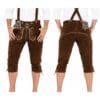 Authentic Brown Leather Bundhosen with Suspenders front and back view