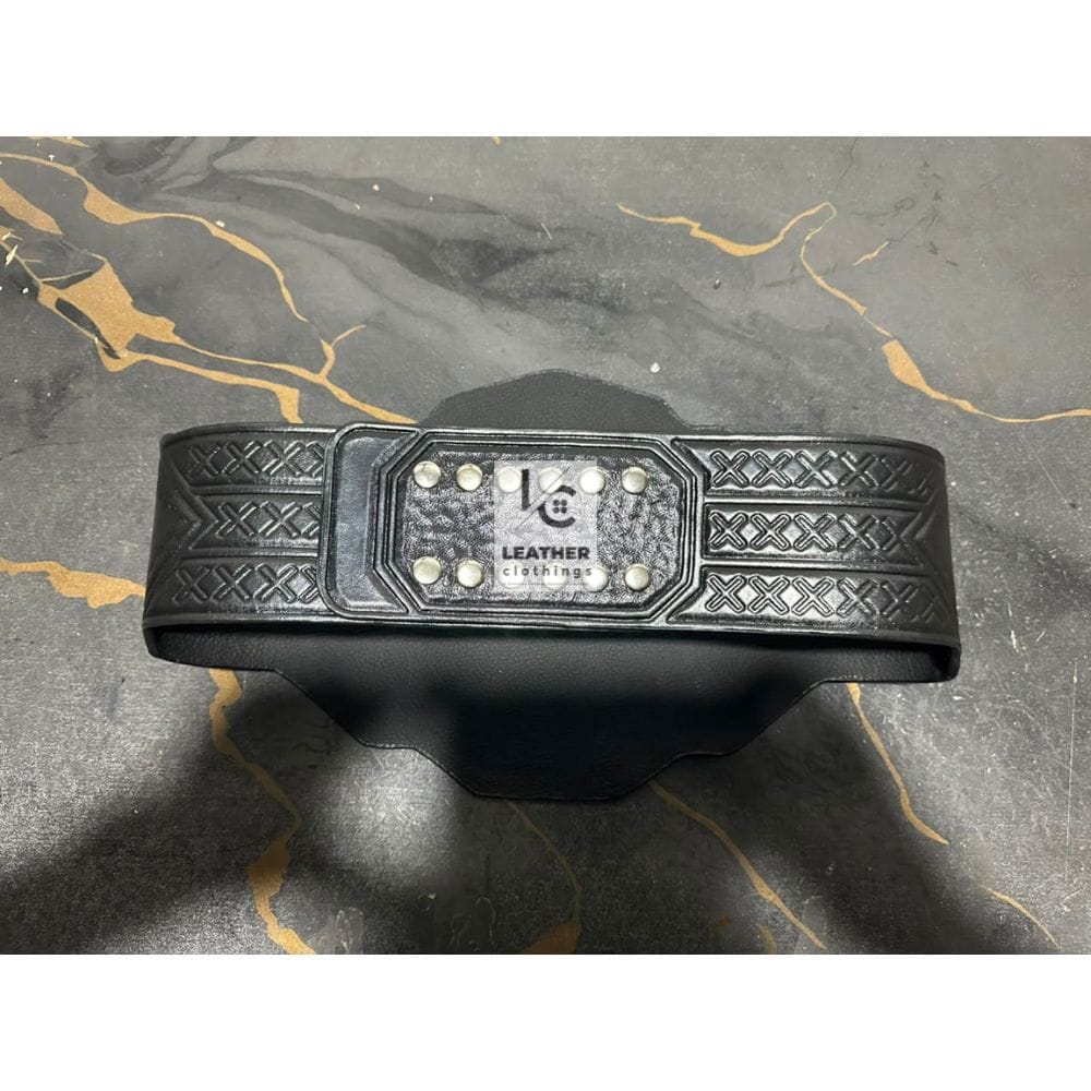 Compatible WWE NXT Championship title belt genuine leather replacement strap back view