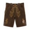Espresso Suede Lederhosen with Heritage Vine Embroidery Front and Back View