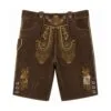 Espresso Suede Lederhosen with Heritage Vine Embroidery Front and Back View
