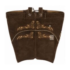 Espresso Suede Lederhosen with Heritage Vine Embroidery Front and Back View