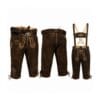 Forest Monarch suede Bundhosen with Oak Leaf Vine embroidery, leather belt, and embroidered suspenders