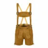 Men's Alpine Scroll Lederhosen with Embroidered Suspenders in Light Tan Suede