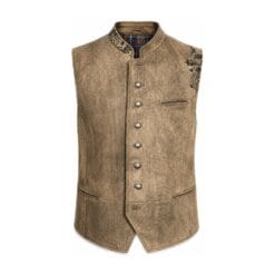 Men's Alpine Vine Trachten Vest with Traditional Stand Collar