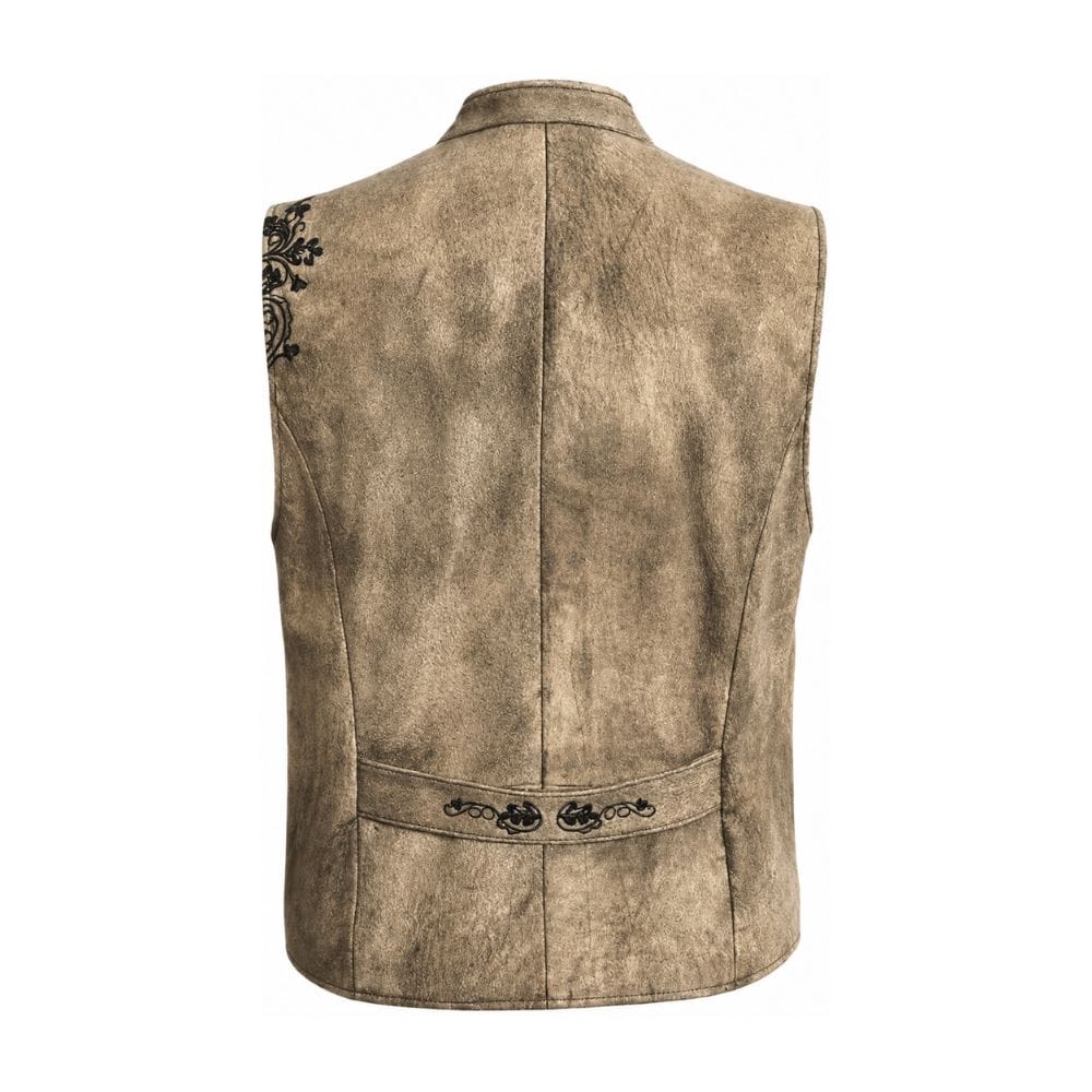 Men's Alpine Vine Trachten Vest with Traditional Stand Collar Rear Side