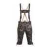 Men's antique charcoal Bundhosen with suspenders in genuine leather front view