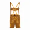 Men's Golden Stag Vine Lederhosen with Embroidered Suspenders