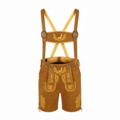 Men's Golden Stag Vine Lederhosen with Embroidered Suspenders