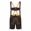 Men's Walnut Oak Leaf Lederhosen with Traditional Embroidered Suspenders