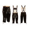Midnight Alpine suede Bundhosen with Baroque vine embroidery and matching embroidered suspenders