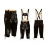 Midnight Alpine suede Bundhosen with Baroque vine embroidery and matching embroidered suspenders