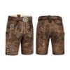 Rustic Brown Suede Lederhosen with Imperial Scroll Embroidery Front and Back View