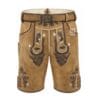 Sandstone Suede Lederhosen with Royal Acorn Embroidery and Matching Belt