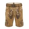 Sandstone Suede Lederhosen with Royal Acorn Embroidery and Matching Belt