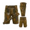 Vintage Moss Suede Lederhosen with Oak Leaf Scroll Embroidery and Matching Belt