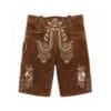 Walnut Suede Lederhosen with Regal Filigree Embroidery Front and Back View