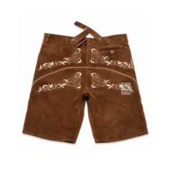 Walnut Suede Lederhosen with Regal Filigree Embroidery Front and Back View