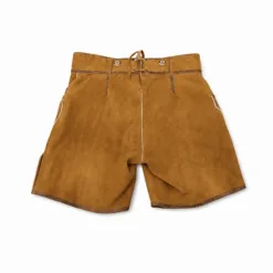 Back view of Women's Bavarian Brown Lederhosen with adjustable lace waist