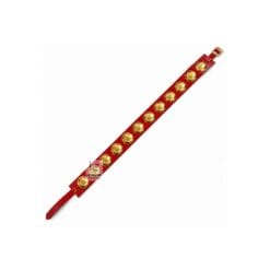 Traditional Powwow Red Leather Concho Belt with Brass Domes and Adjustable Buckle